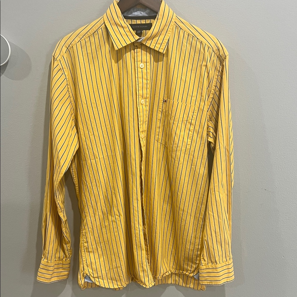 Tommy Hilfiger Yellow and Black Striped Shirt
